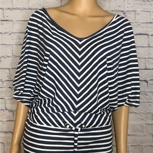 Navy and white striped dress/top.